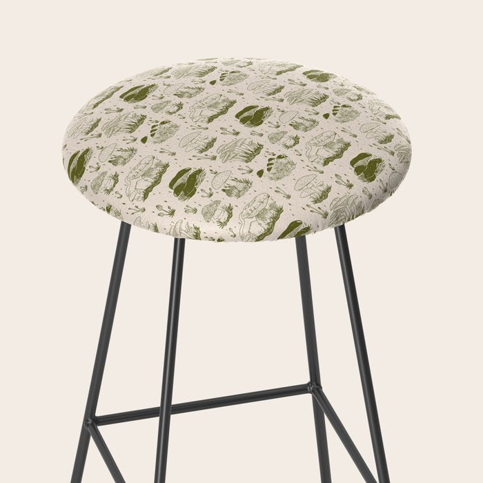 Mushroom Toile in Green Stool Gallery Image 2