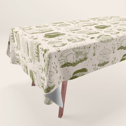 Mushroom Toile In Green Tablecloth Gallery Image 1