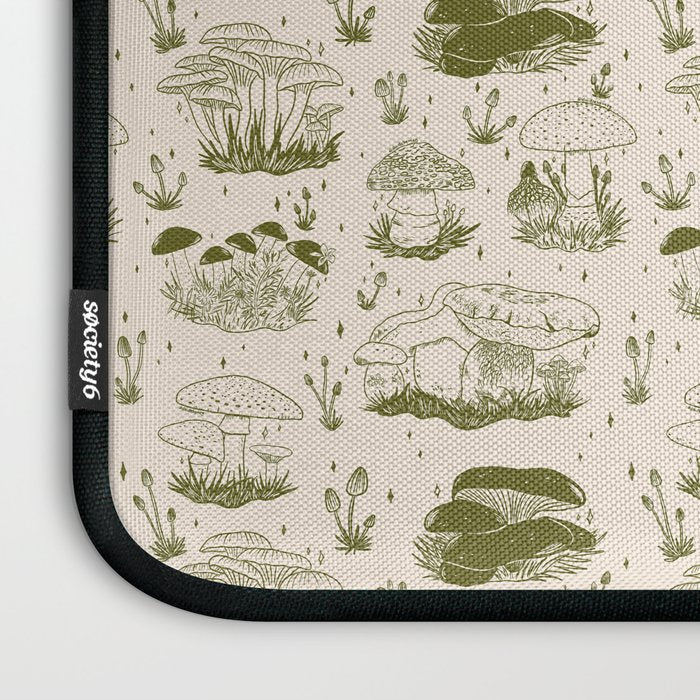 Mushroom Toile in Green Laptop Sleeve Gallery Image 3