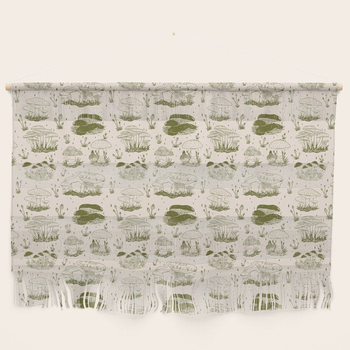 Mushroom Toile in Green Wall Hanging Gallery Image 1