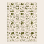 Mushroom Toile in Green Poster Gallery Image 4