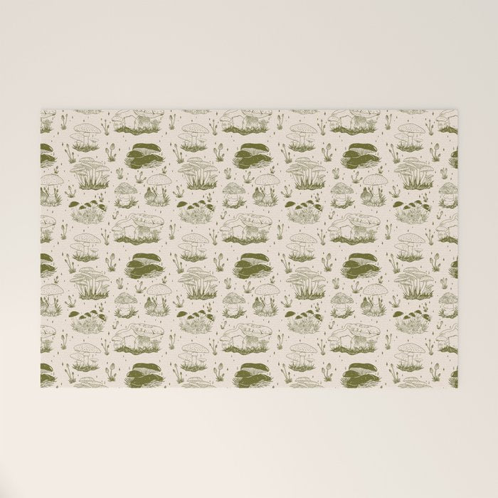 Mushroom Toile in Green Welcome Mat Gallery Image 1