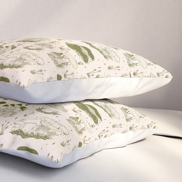 Mushroom Toile in Green Pillow Sham Gallery Image 3