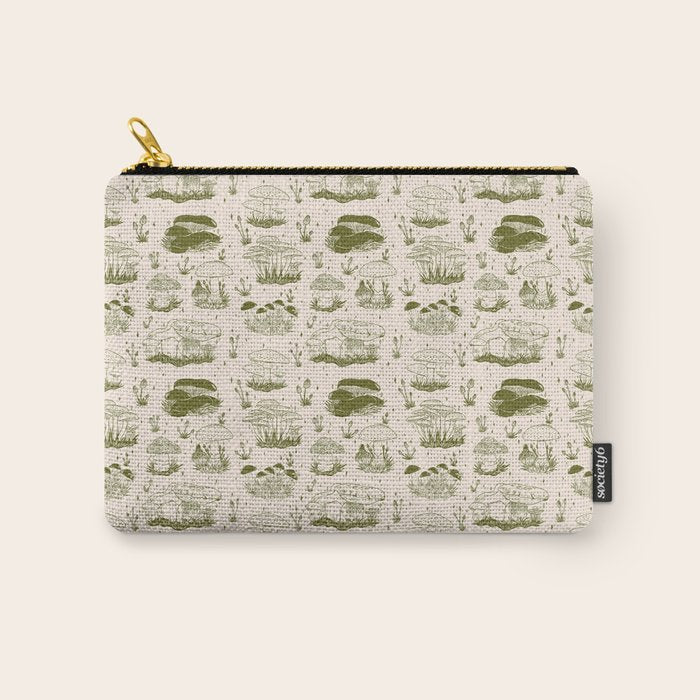 Mushroom Toile in Green Carry All Pouch Gallery Image 1