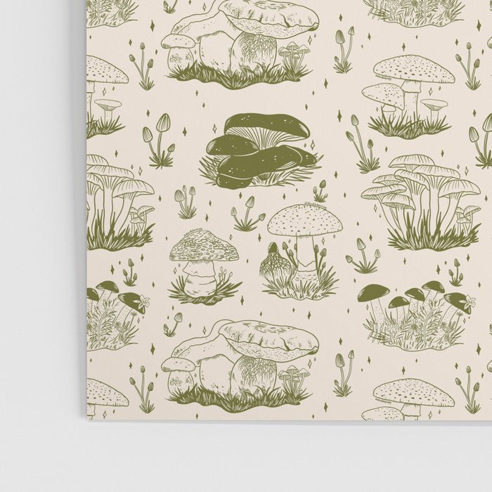 Mushroom Toile in Green Poster Gallery Image 3
