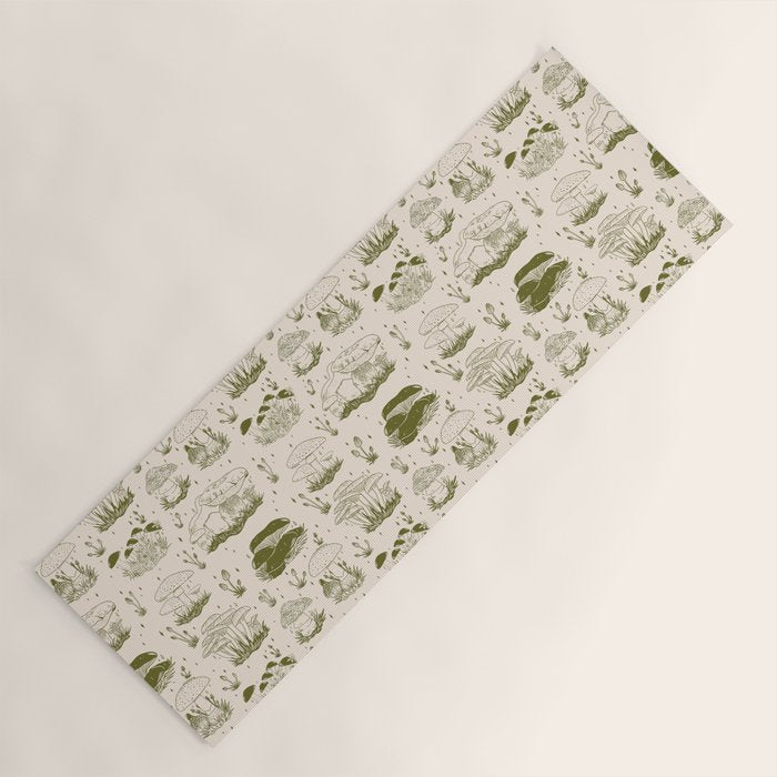 Mushroom Toile in Green Yoga Mat Gallery Image 1