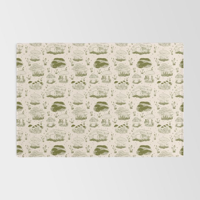 Mushroom Toile in Green Rug Gallery Image 2