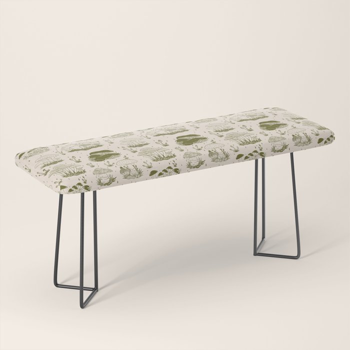 Mushroom Toile in Green Bench Gallery Image 1