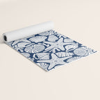 Ocean Floor Nautical Shells Navy Blue Yoga Mat Gallery Image 2