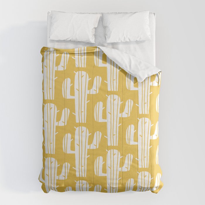 Mid Century Modern Desert Cactus Pattern 835 Yellow Comforter Gallery Image 1