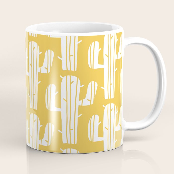 Mid Century Modern Desert Cactus Pattern 835 Yellow Coffee Mug Gallery Image 1