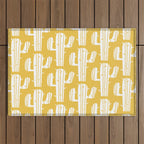 Mid Century Modern Desert Cactus Pattern 835 Yellow Outdoor Rug Gallery Image 1