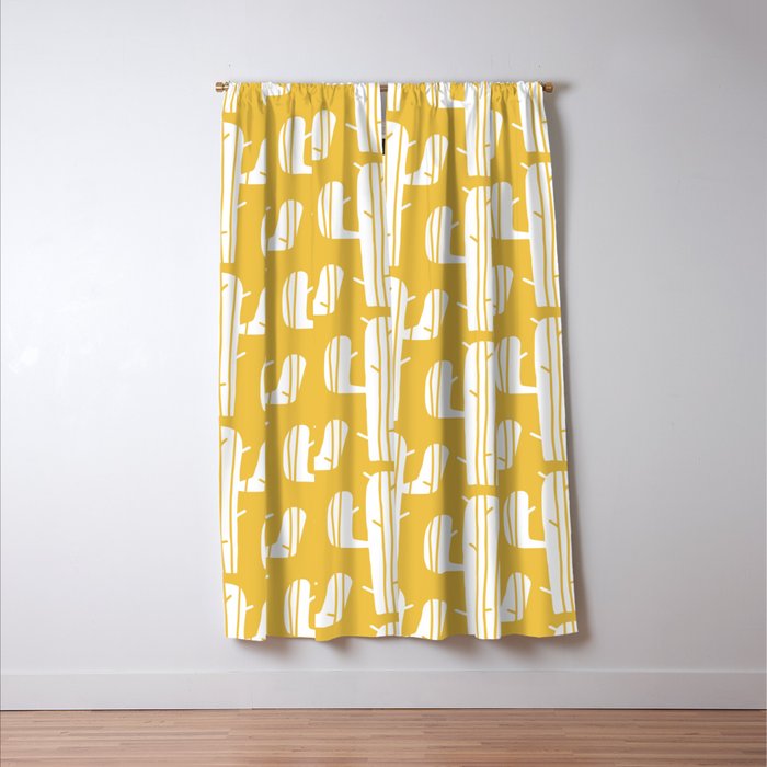 Mid Century Modern Desert Cactus Pattern 835 Yellow Window Curtain Gallery Image 3