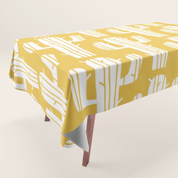 Mid Century Modern Desert Cactus Pattern 835 Yellow Tablecloth Gallery Image 1