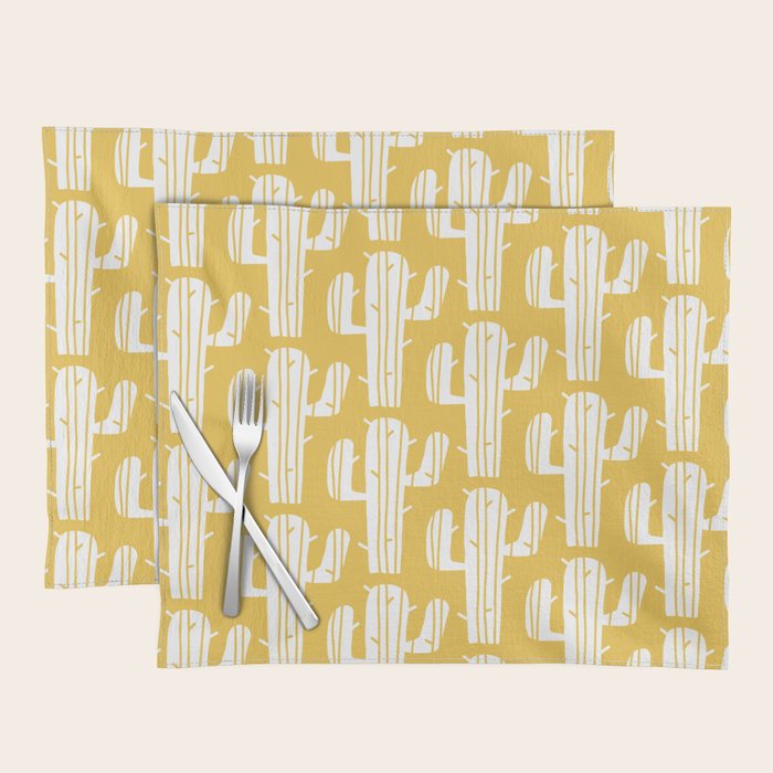 Mid Century Modern Desert Cactus Pattern 835 Yellow Placemat Gallery Image 1