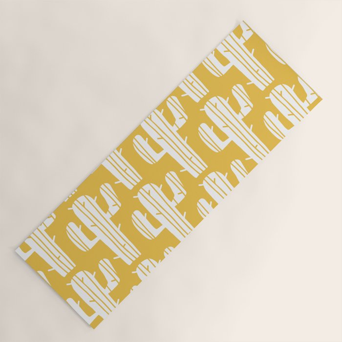 Mid Century Modern Desert Cactus Pattern 835 Yellow Yoga Mat Gallery Image 1
