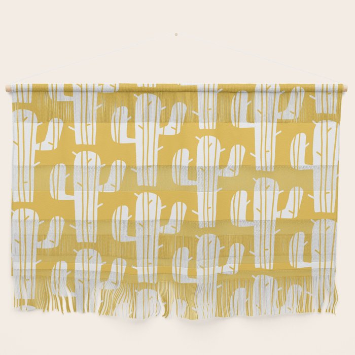 Mid Century Modern Desert Cactus Pattern 835 Yellow Wall Hanging Gallery Image 1