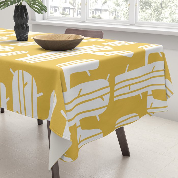 Mid Century Modern Desert Cactus Pattern 835 Yellow Tablecloth Gallery Image 3
