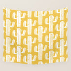 Mid Century Modern Desert Cactus Pattern 835 Yellow Wall Tapestry Gallery Image 4