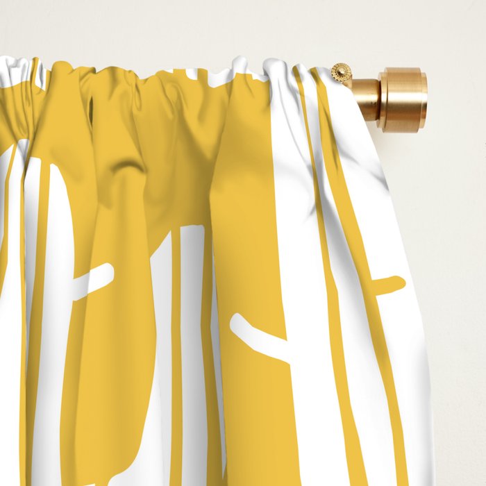 Mid Century Modern Desert Cactus Pattern 835 Yellow Window Curtain Gallery Image 2