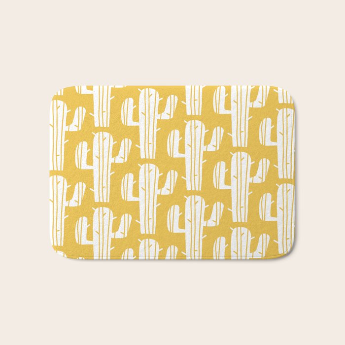 Mid Century Modern Desert Cactus Pattern 835 Yellow Bath Mat Gallery Image 1