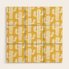 Mid Century Modern Desert Cactus Pattern 835 Yellow Wood Wall Art Gallery Image 1