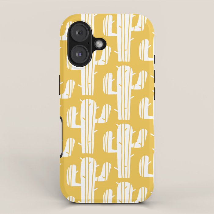 Mid Century Modern Desert Cactus Pattern 835 Yellow iPhone Case Gallery Image 1
