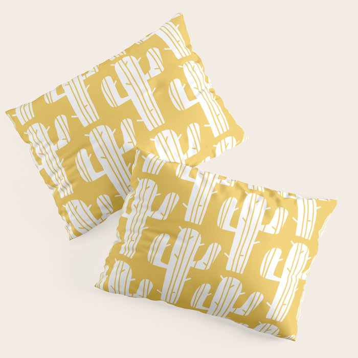 Mid Century Modern Desert Cactus Pattern 835 Yellow Pillow Sham Gallery Image 1