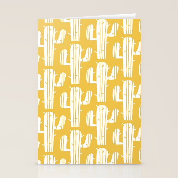 Mid Century Modern Desert Cactus Pattern 835 Yellow Stationery Card Gallery Image 1