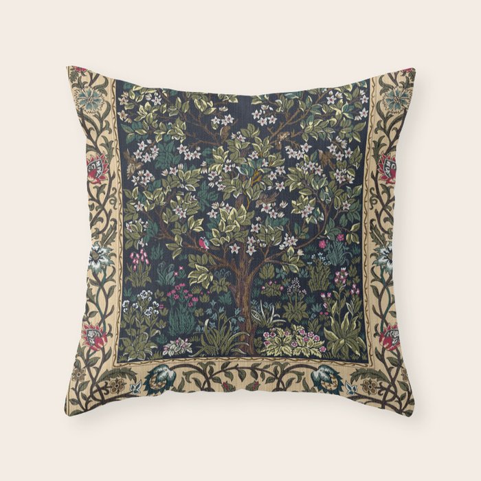 Tree of Life Blue by William Morris Throw Pillow Gallery Image 6
