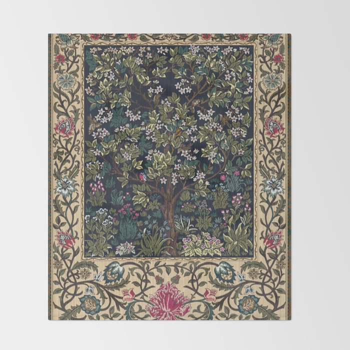 Tree of Life Blue by William Morris Throw Blanket Gallery Image 2