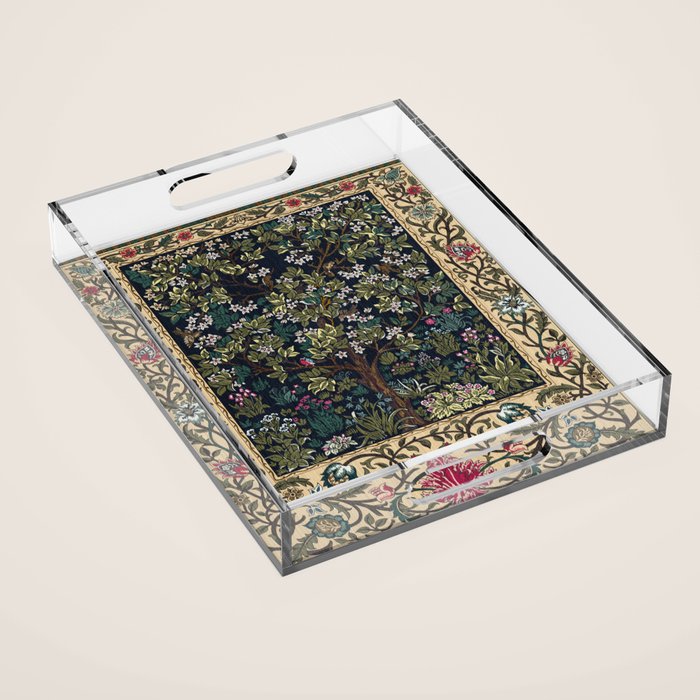 Tree of Life Blue by William Morris Acrylic Tray Gallery Image 1