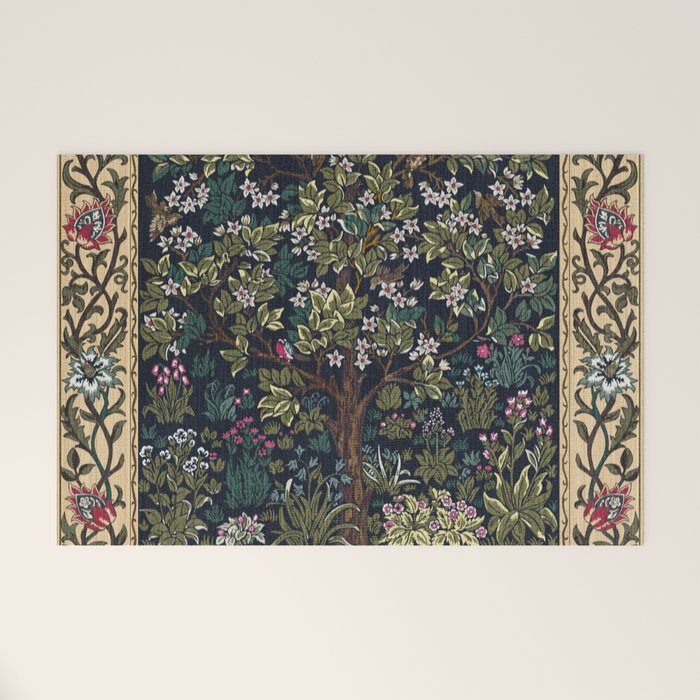 Tree of Life Blue by William Morris Welcome Mat Gallery Image 1