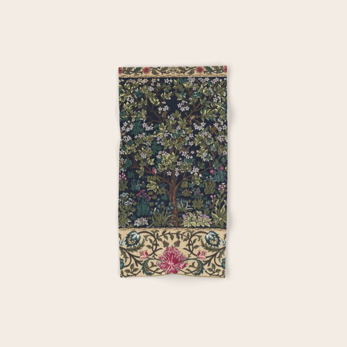 Tree of Life Blue by William Morris Bath Towel Gallery Image 1