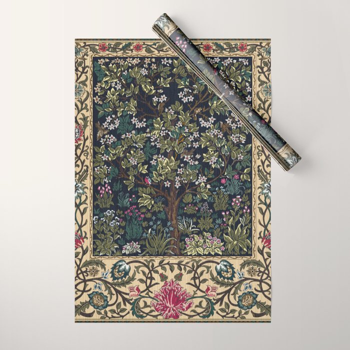 Tree of Life Blue by William Morris Wrapping Paper Gallery Image 1