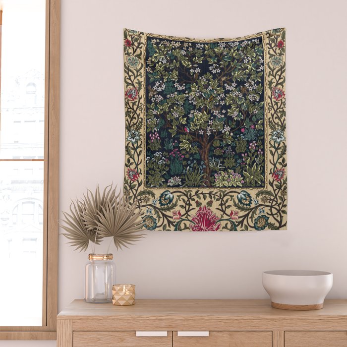 Tree of Life Blue by William Morris Wall Tapestry Gallery Image 2