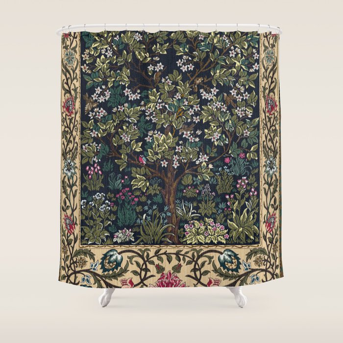 Tree of Life Blue by William Morris Shower Curtain Gallery Image 1