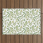 Watercolor green botanical leaves hand painted pattern Outdoor Rug Gallery Image 1