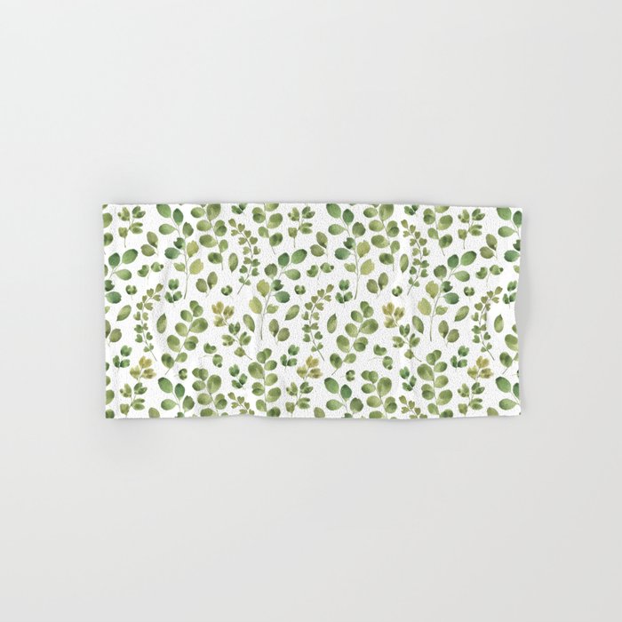 Watercolor green botanical leaves hand painted pattern Towels Gallery Image 1