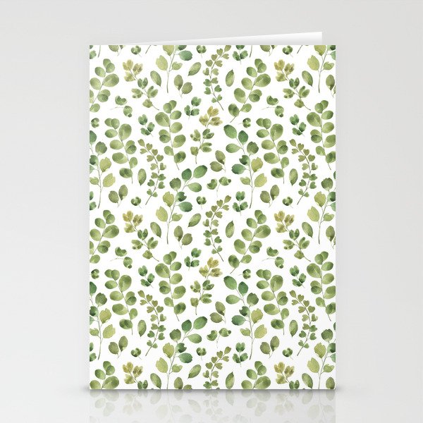Watercolor green botanical leaves hand painted pattern Stationery Card Gallery Image 1