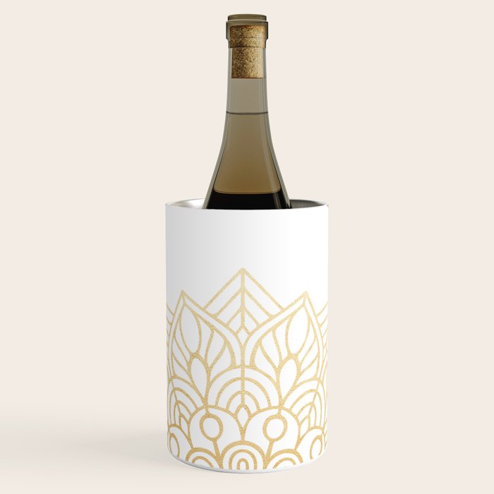 Beautiful White & Gold Mandala Pattern Wine Chiller Gallery Image 1