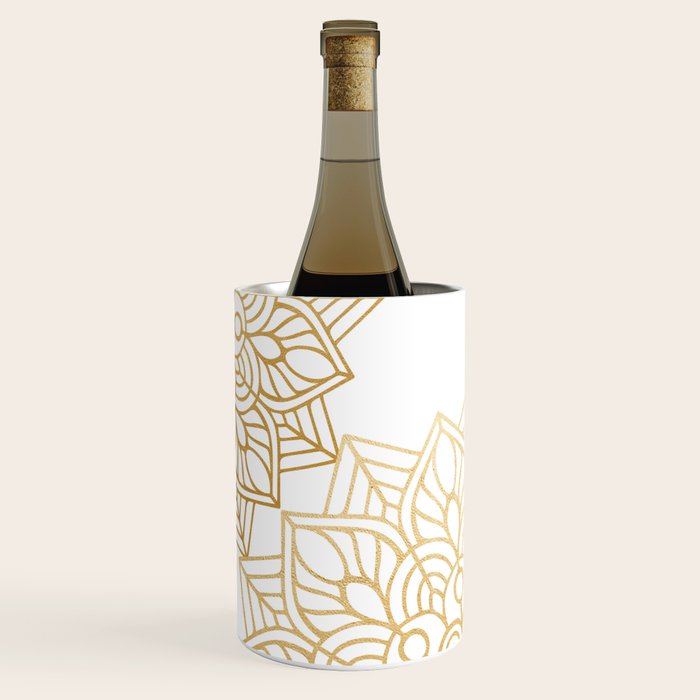 Beautiful White & Gold Mandala Pattern Wine Chiller Gallery Image 2