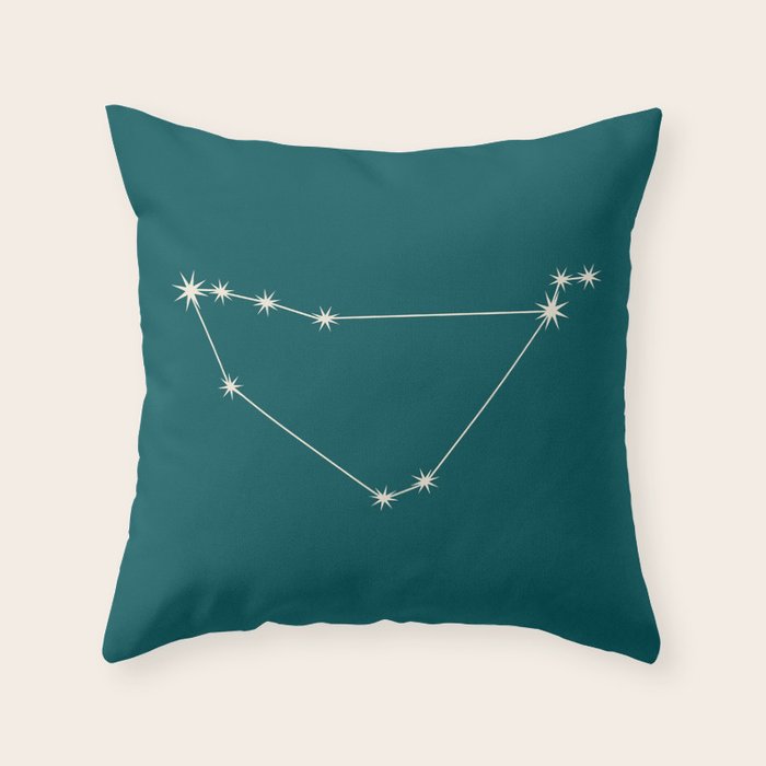 Capricorn Zodiac Star Constellation Line Art Deep Teal Throw Pillow Gallery Image 6