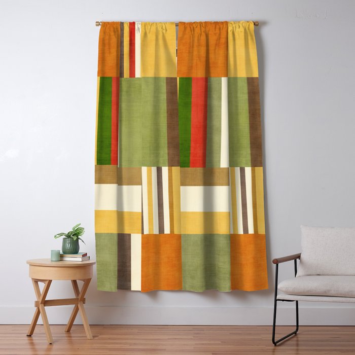 Earth Tones Fall Colors Geometric Artwork Window Curtain Gallery Image 1