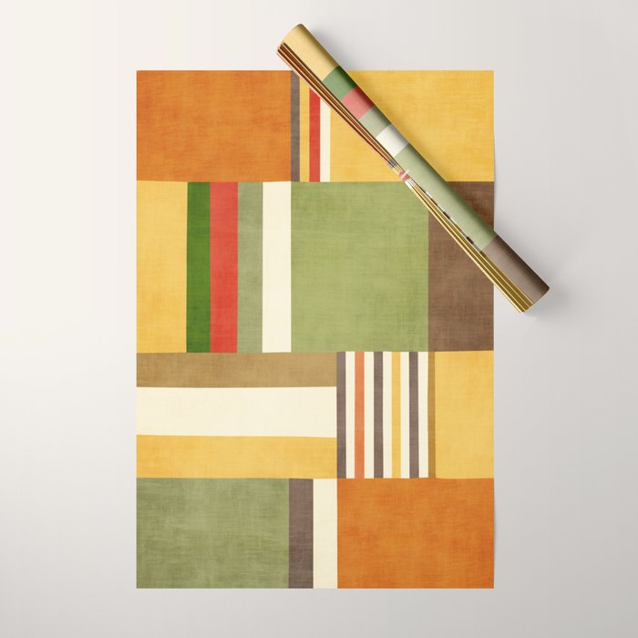 Earth Tones Fall Colors Geometric Artwork Wrapping Paper Gallery Image 1
