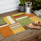 Earth Tones Fall Colors Geometric Artwork Outdoor Rug Gallery Image 2