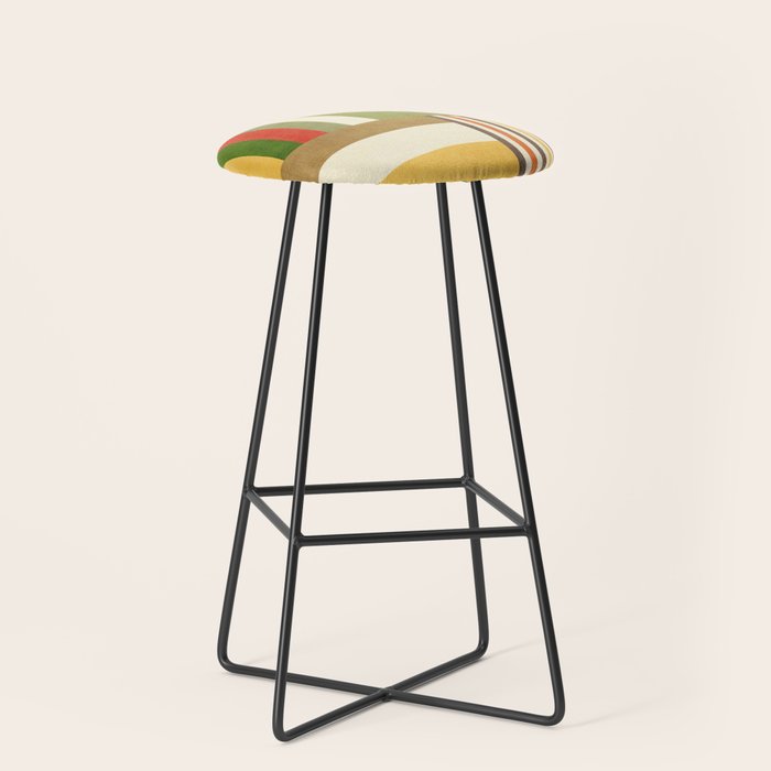 Earth Tones Fall Colors Geometric Artwork Stool Gallery Image 1