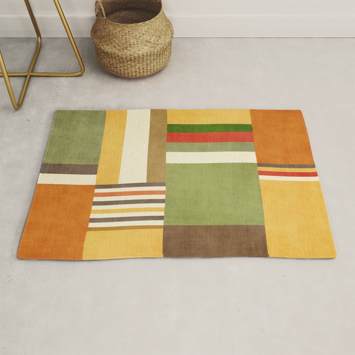 Earth Tones Fall Colors Geometric Artwork Rug Gallery Image 1