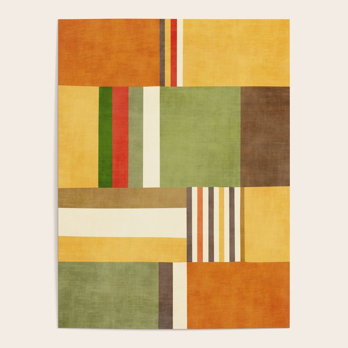 Earth Tones Fall Colors Geometric Artwork Poster Gallery Image 1