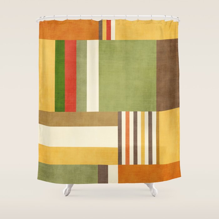 Earth Tones Fall Colors Geometric Artwork Shower Curtain Gallery Image 1